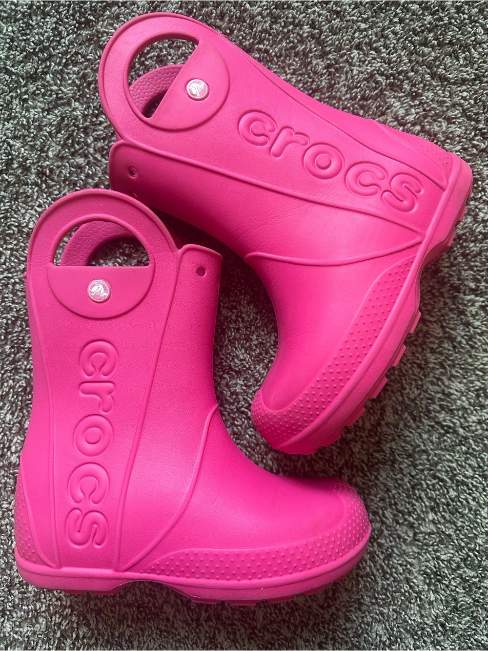 CROCS Classic Kids Pink Handle It Rain Boots Size 1 Youth - Picture 2 of 8